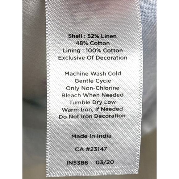 Talbots Womens 6P White Blue Embroidered Linen Sleeveless Lined Shift Mini Dress - Picture 6 of 8